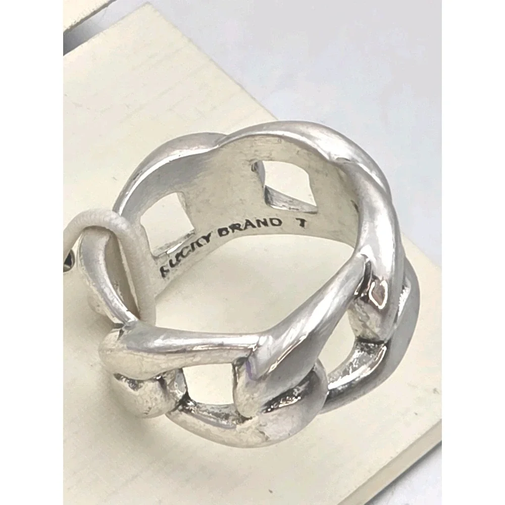 New LUCKY BRAND Ring Chain‎ Link Silver Tone Size 7 New w/ Tags FREE $HIPPING!!